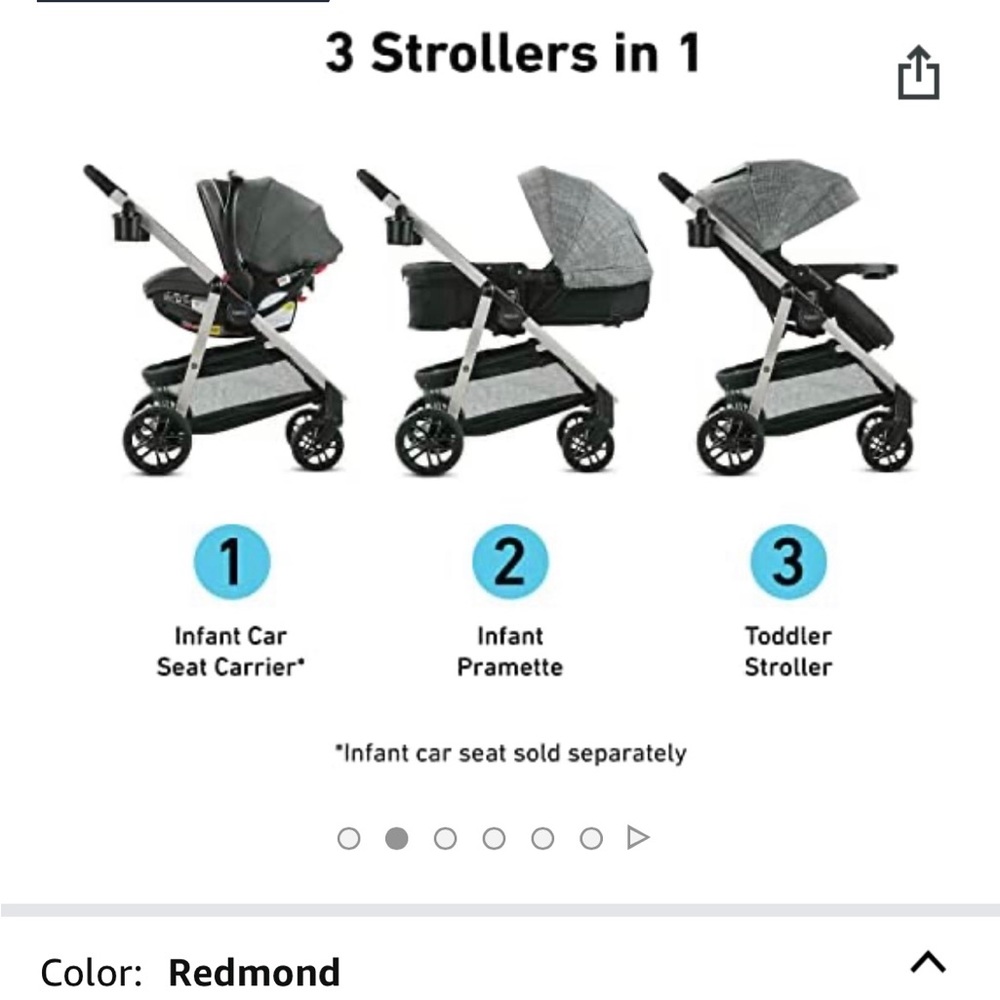 3 in 1 stroller, compatible with graco car seat.